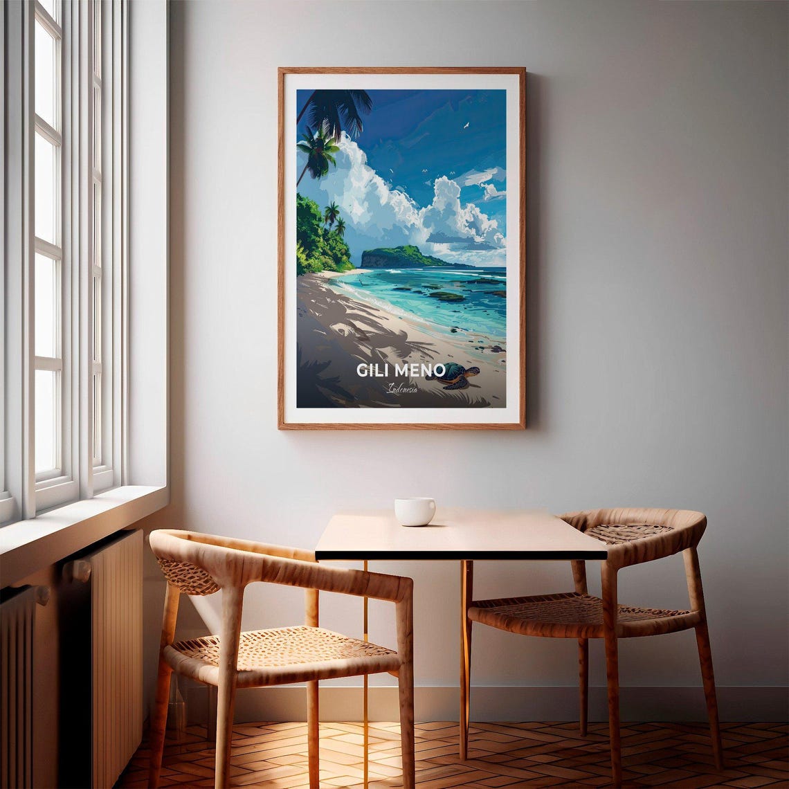 Gili Meno Indonesia Beach Sea Turtle Tropical Island Travel Poster - Image 2