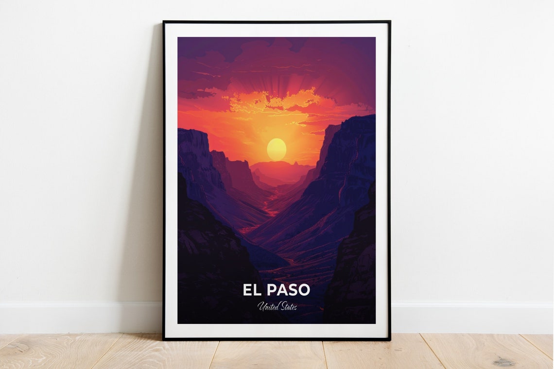 El Paso Canyon Sunset Glow Between Desert Mountain Cliffs Poster