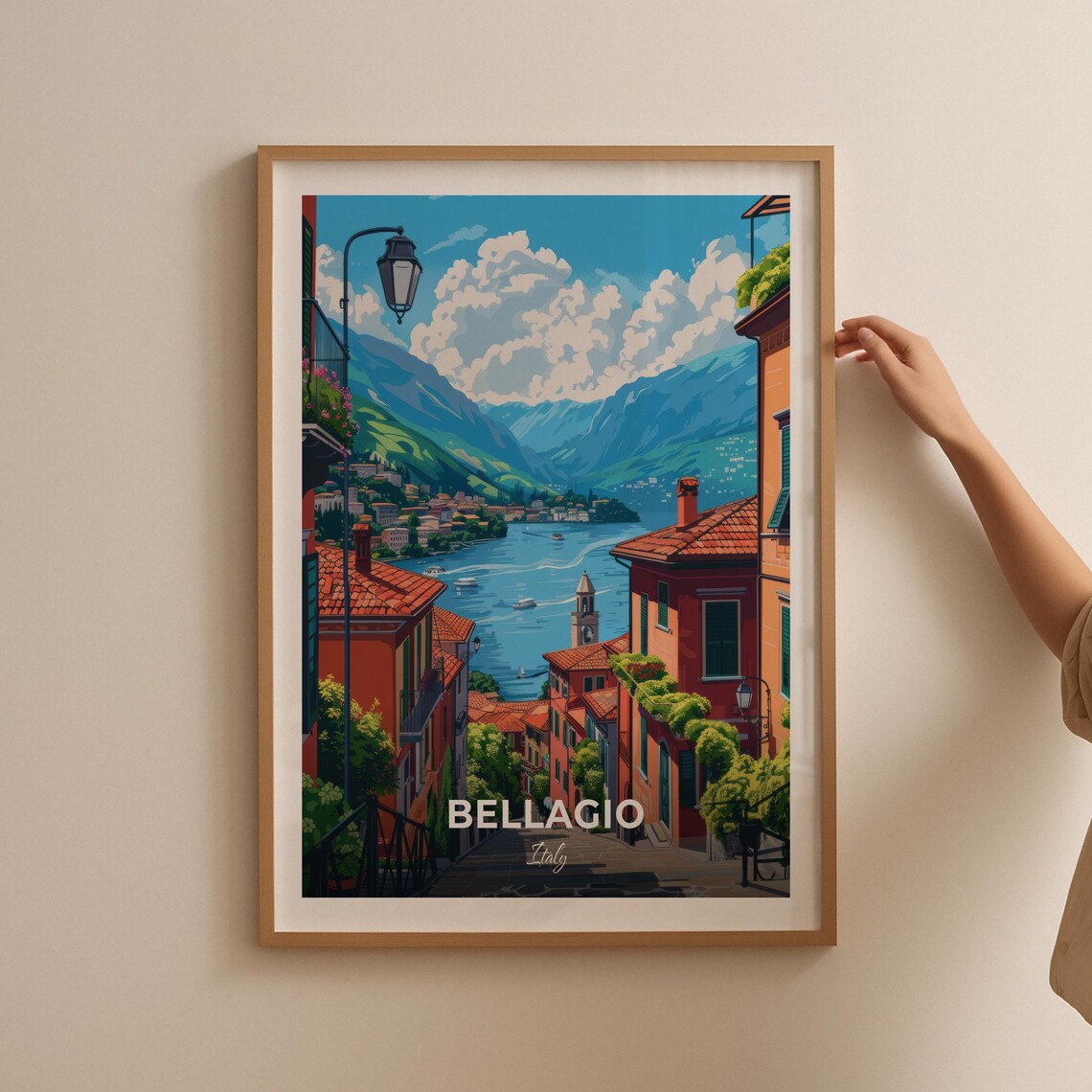 Bellagio Italy Lake Como Waterfront Village Vintage Travel Poster - Image 2