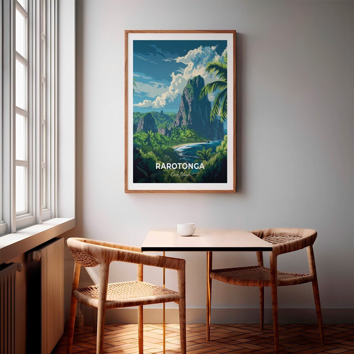 Rarotonga Cook Islands Jungle Coast With Palm Fringed Mountain Poster - Image 2
