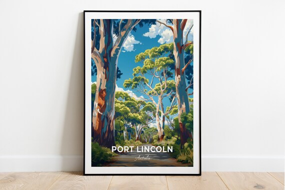 Port Lincoln Australia Towering Gum Trees on a Forest Path Travel Poster