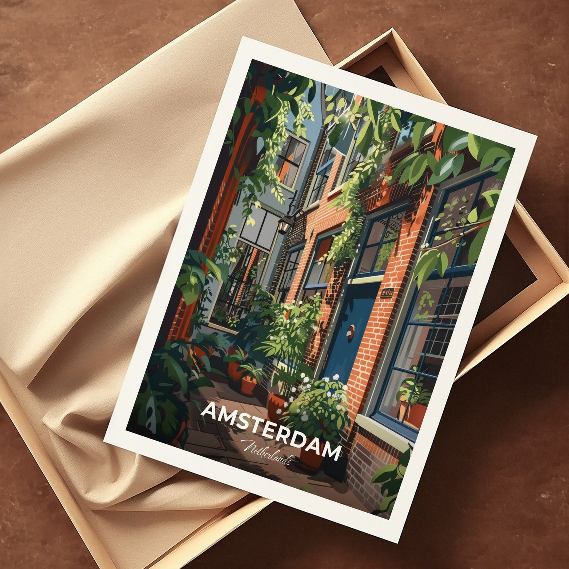 Amsterdam Netherlands Begijnhof Courtyard Brick Houses Travel Poster - Image 3