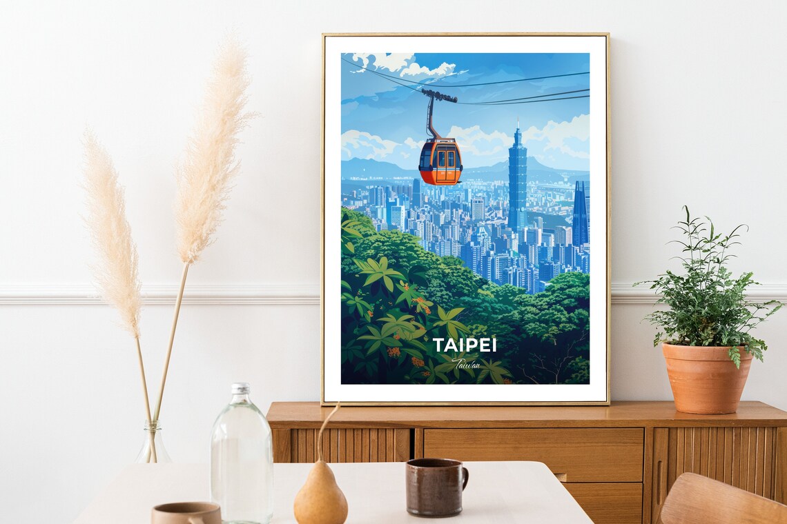 Taipei Maokong Gondola Cable Car City Skyline Taipei 101 Travel Poster - Image 2