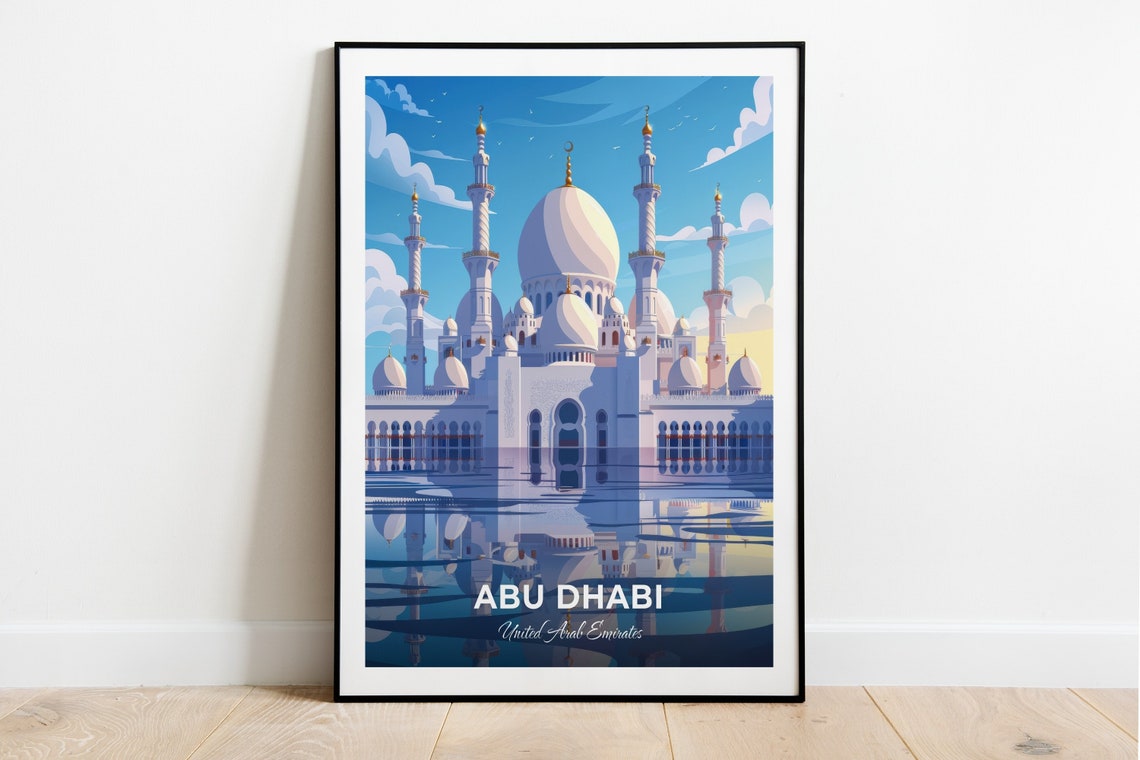 Abu Dhabi UAE Sheikh Zayed Grand Mosque White Domes At Dawn Poster