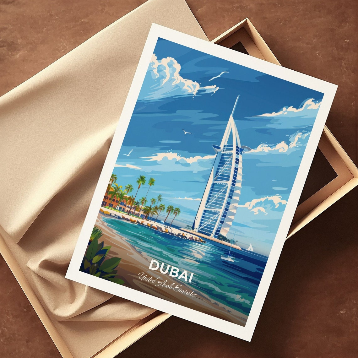 Dubai Burj Al Arab Sail Hotel Beachfront Resort Travel Poster - Image 3