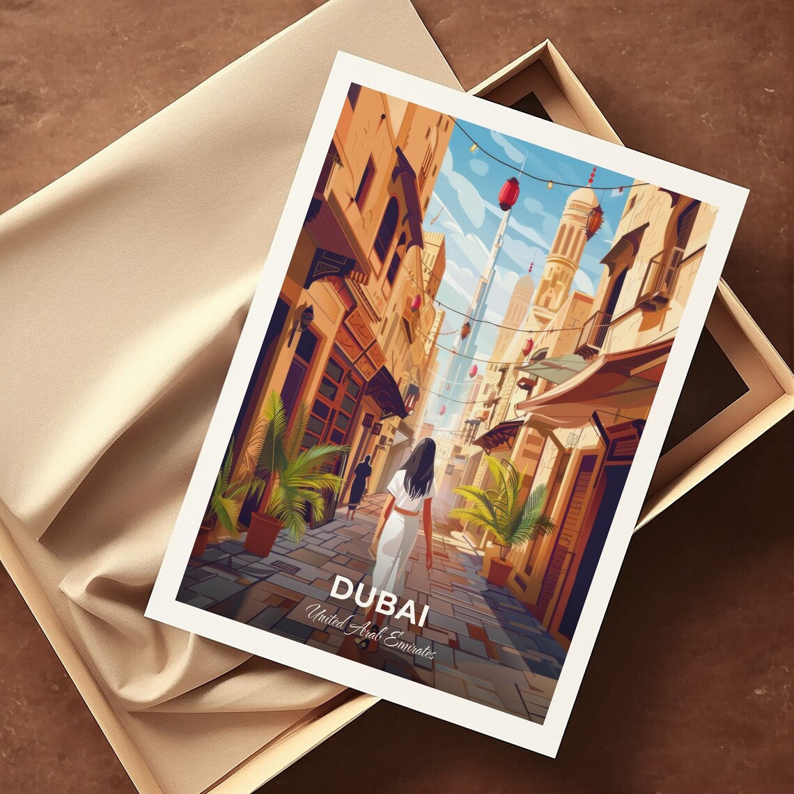 Dubai United Arab Emirates Gold Souk Old Street Lanterns Sunny Poster - Image 3