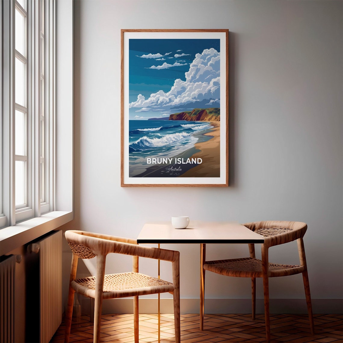 Bruny Island Australia Daytime Surf Beach and Cliffs Travel Poster - Image 2