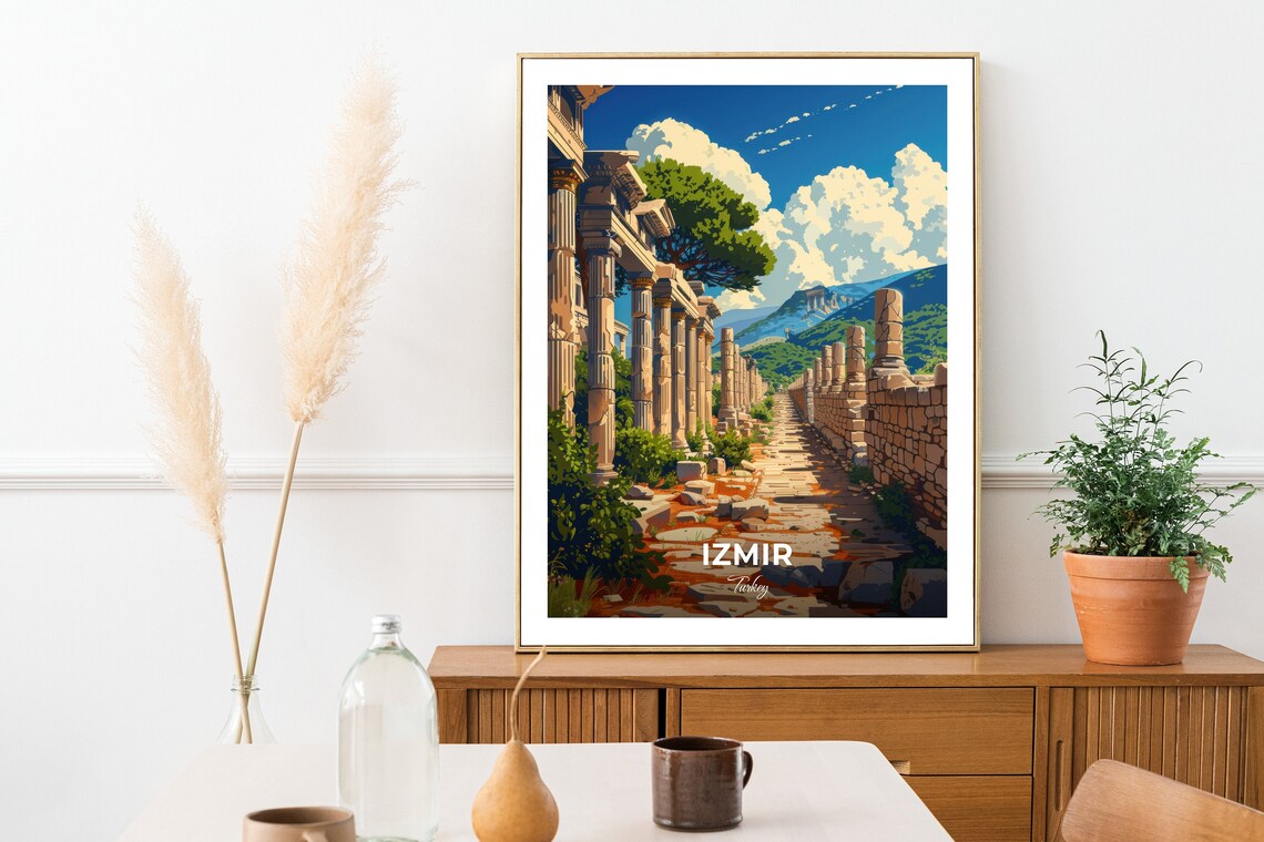 Izmir Ephesus Ancient Marble Street Ruins Turkey History Travel Poster - Image 2