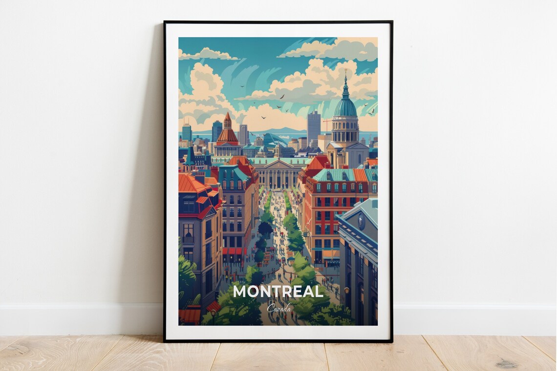 Montreal Canada Grand Avenue Domed Landmark Cityscape Travel Poster