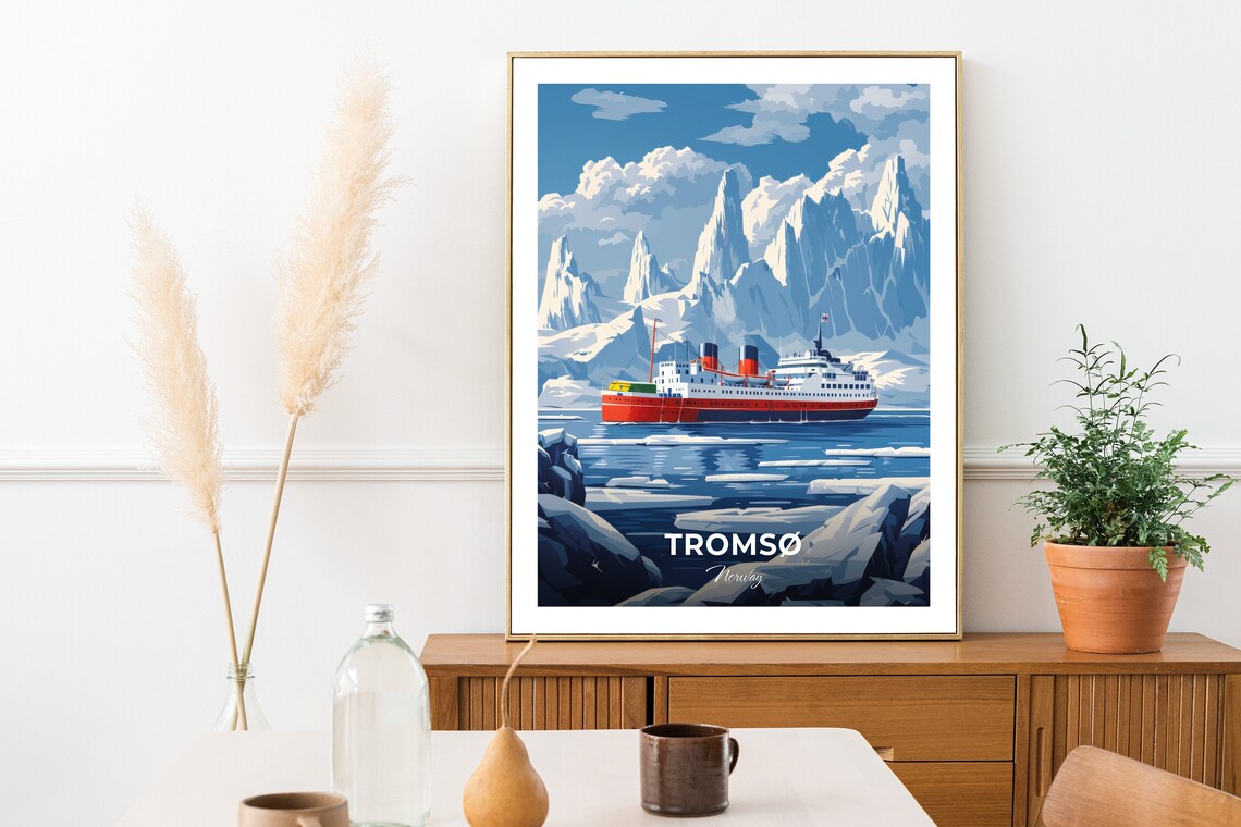 Tromso Norway Arctic Ship Icy Waters Mountain Iceberg Travel Poster - Image 2