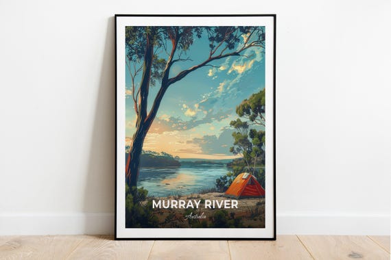 Murray River Travel Poster Camping Site City Print Cityscape Artwork Birthday Wedding Gift Wall Art Location Print Home Decor