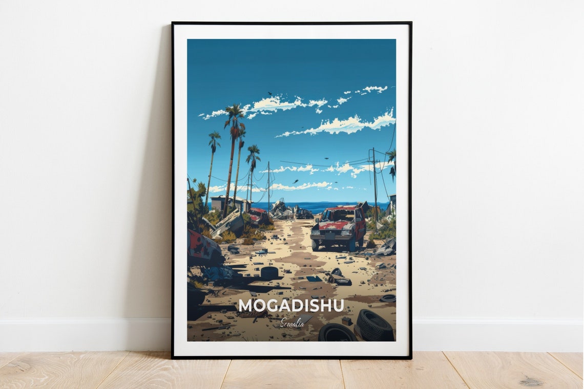 Mogadishu Somalia Black Hawk Down Crash Site Coastal Travel Poster