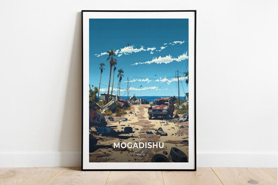 Mogadishu Somalia Black Hawk Down Crash Site Coastal Travel Poster