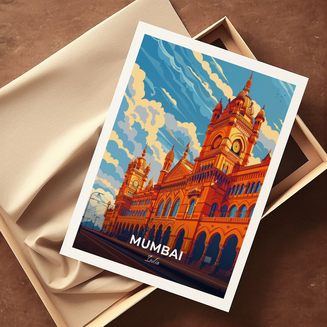 Mumbai India Chhatrapati Shivaji Terminus Grand Clock Tower Poster - Image 3