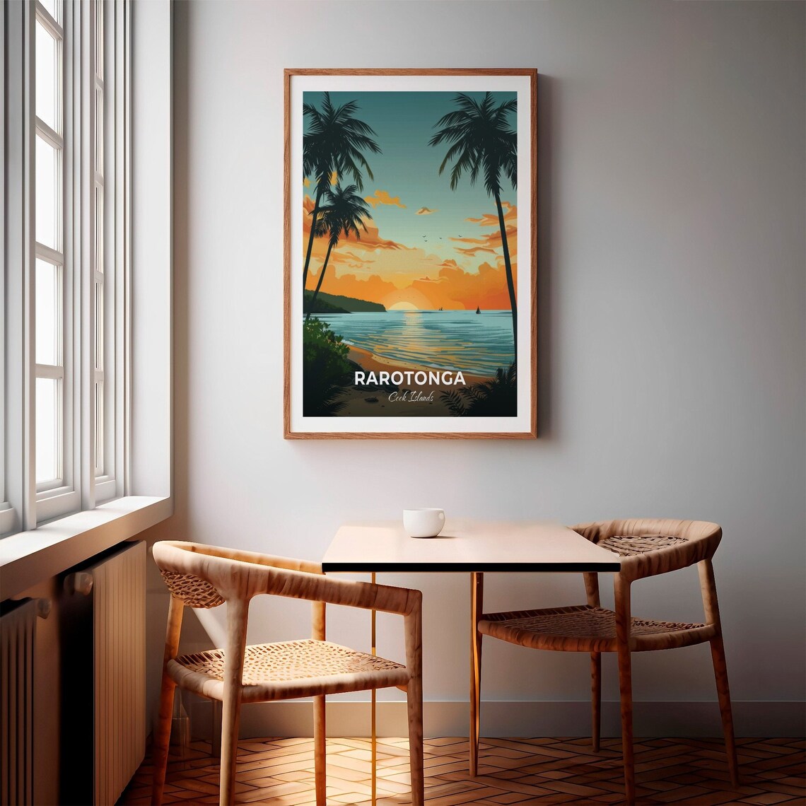 Rarotonga Cook Islands Sunset Beach Palm Trees Travel Poster - Image 2