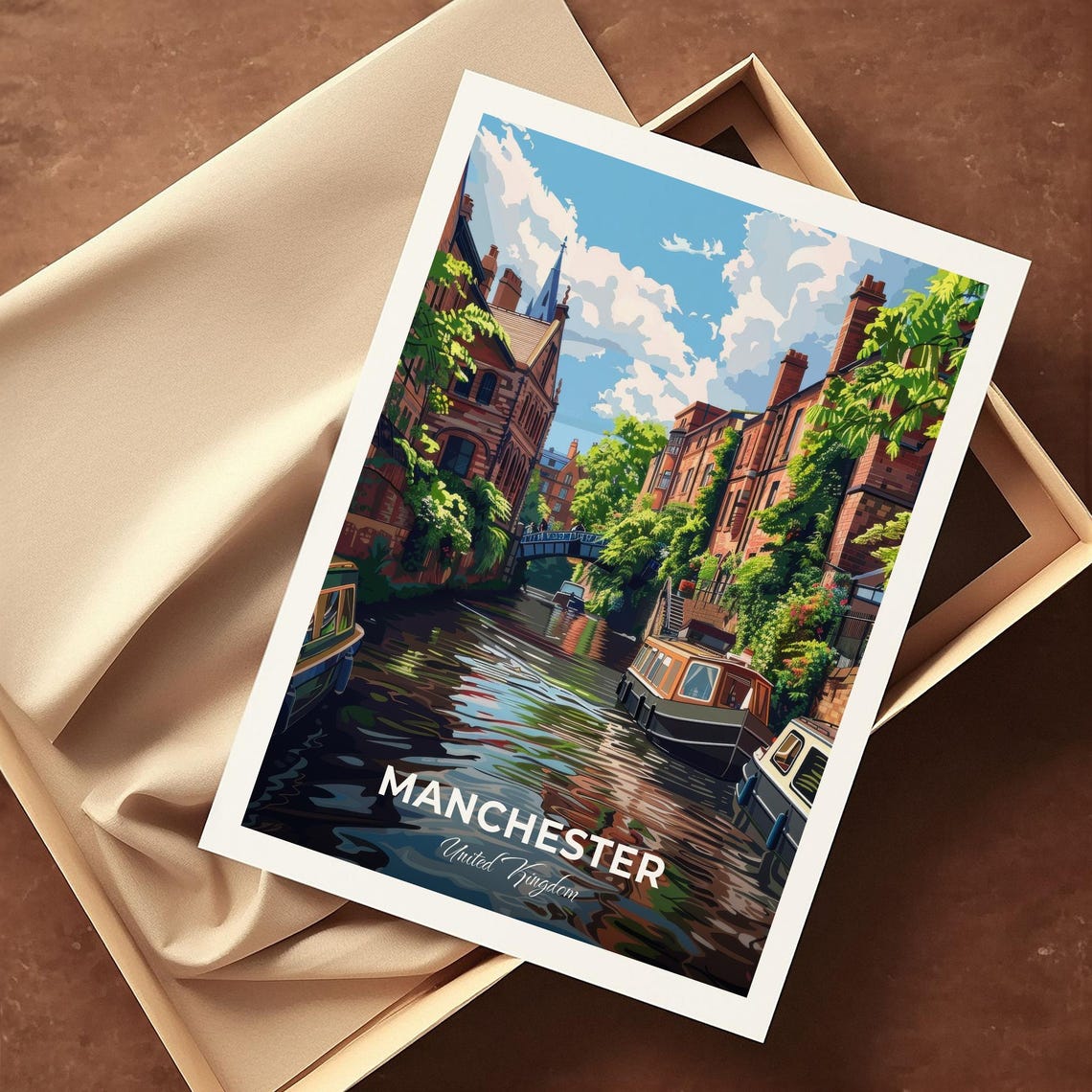 Manchester Castlefield Canal Narrowboats England Travel Poster - Image 4