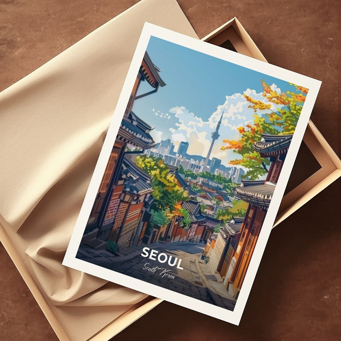 Seoul Insadong Traditional Hanok Street Autumn N Seoul Tower Travel Poster - Image 3