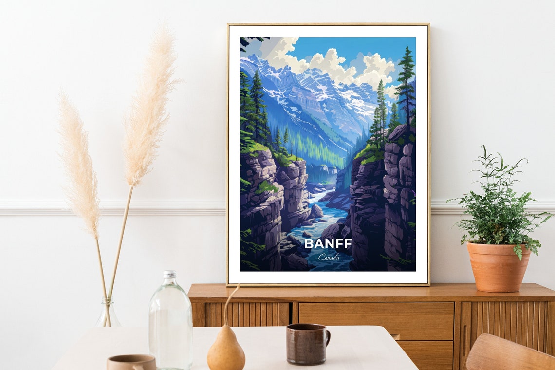 Banff Canada Johnston Canyon Rocky Gorge Summer Travel Poster - Image 2