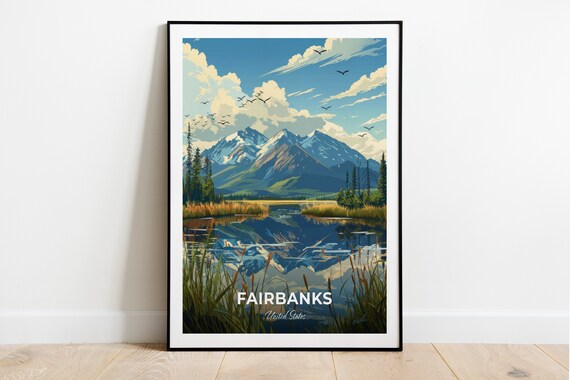 Fairbanks Alaska Creamers Field Wetlands Mountains Reflection Poster