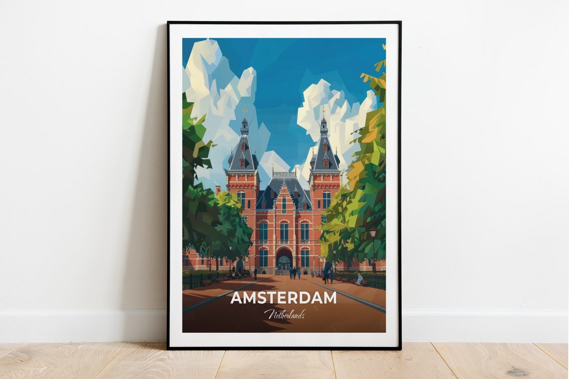 Amsterdam Netherlands Rijksmuseum Red Brick Facade In Summer Poster