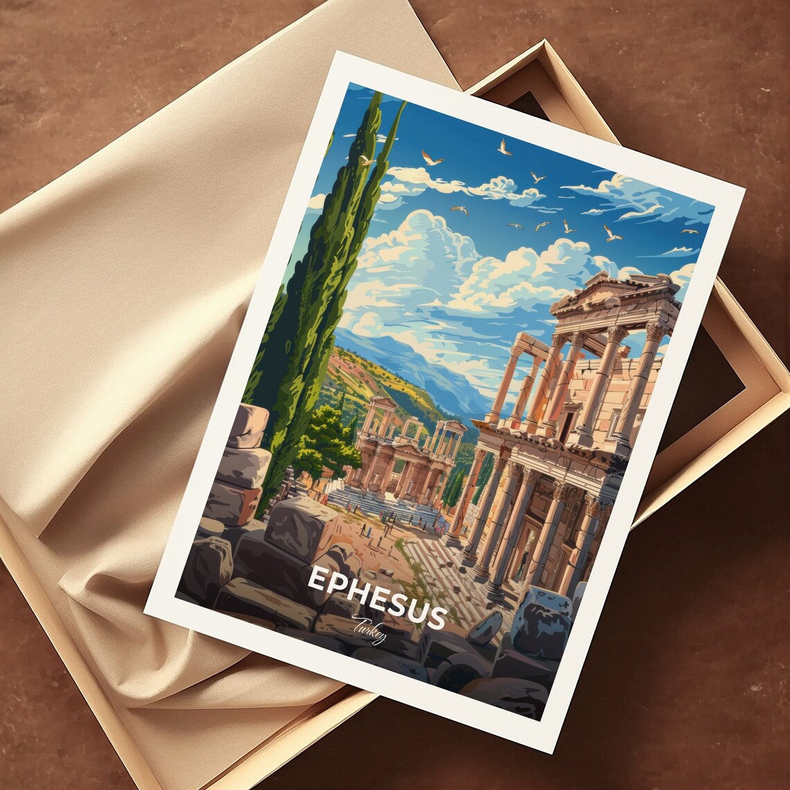 Ephesus Turkey Library Of Celsus Ancient Facade Travel Poster - Image 3