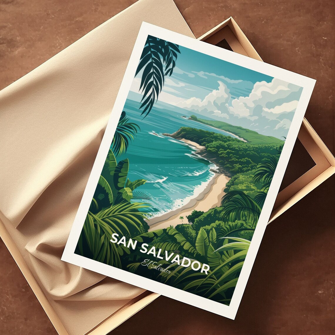 San Salvador Tropical Beach Cove Turquoise Water Travel Poster - Image 3