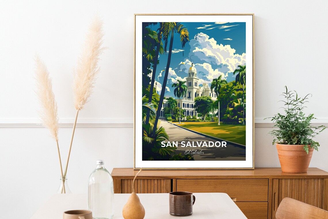 San Salvador National Palace White Dome Landmark Travel Poster - Image 2