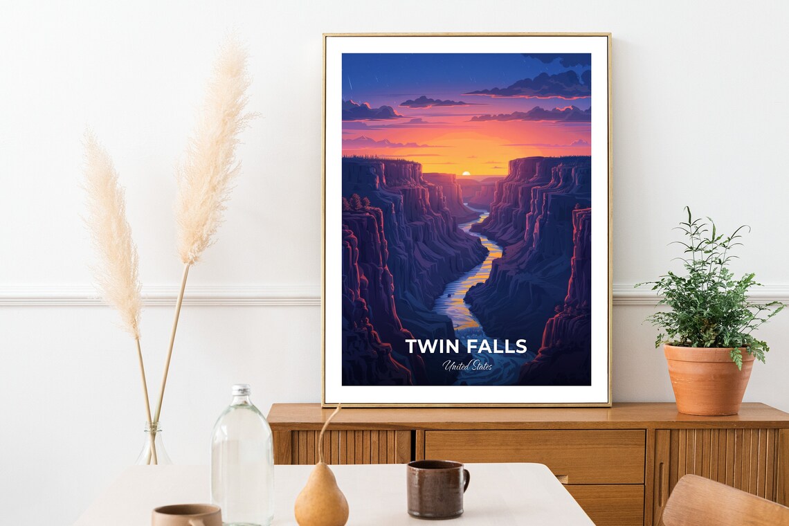 Twin Falls Idaho Snake River Canyon Sunset Travel Poster Nature Art - Image 2