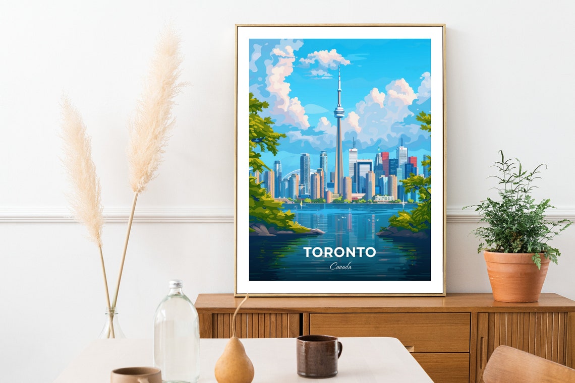 Toronto CN Tower Skyline View from the Islands Travel Poster - Image 2