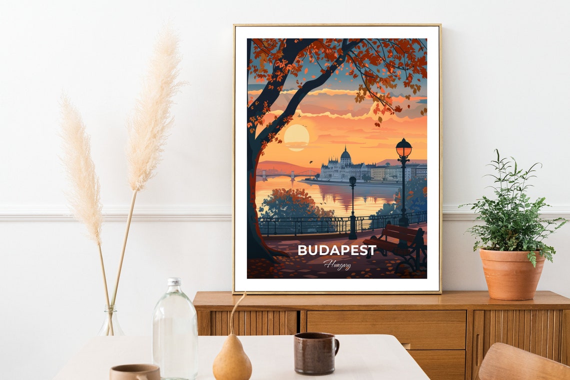 Budapest Hungary Danube Sunset Parliament Golden Hour Travel Poster - Image 2
