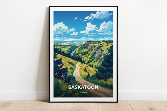 Saskatoon Canada River Valley Canyon Trail Summer View Poster