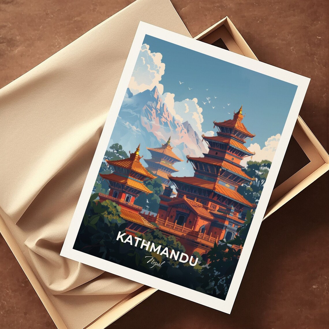 Kathmandu Nepal Pagoda Temples Himalaya Mountains Clear Day View Poster - Image 3