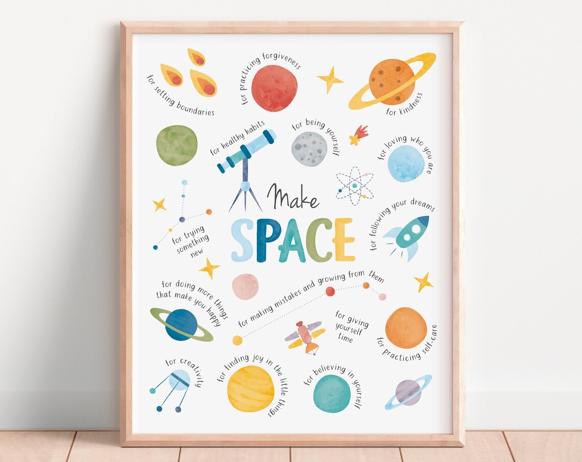 Make Space Positive Affirmations Office Art Print
