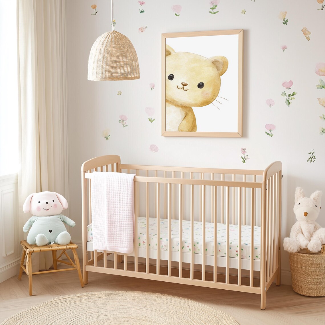 Sweet Cream Kitten Watercolor with Big Eyes Nursery Art Poster - Image 5