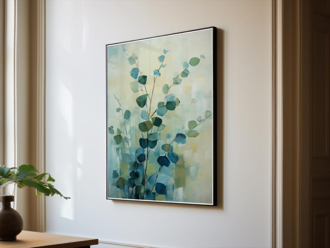 Green Eucalyptus Leaves Watercolor Style Botanical Branch Poster - Image 3
