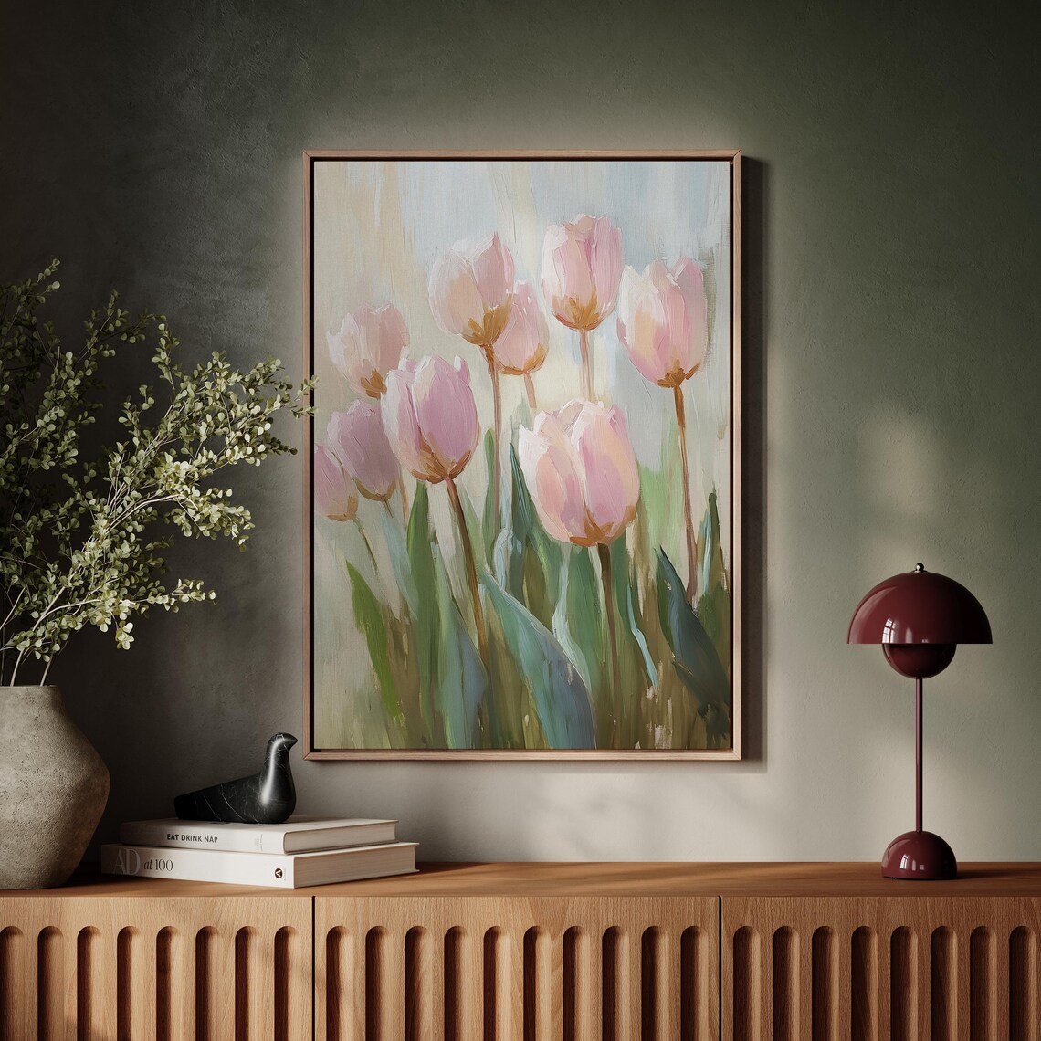 Lavender Pink Tulips Bouquet in Pastel Floral Painting Poster - Image 5