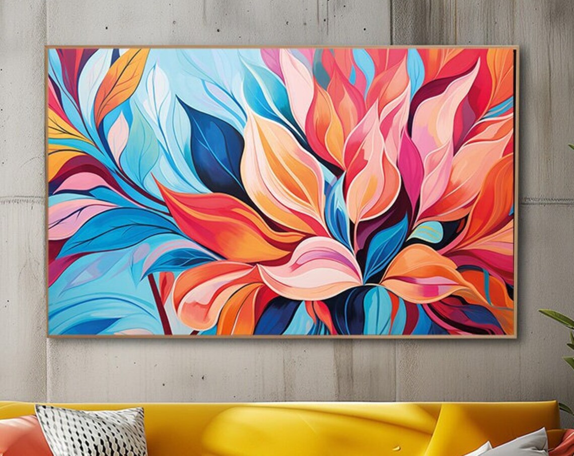 Colorful Abstract Tropical Leaves Botanical Modern Art Print