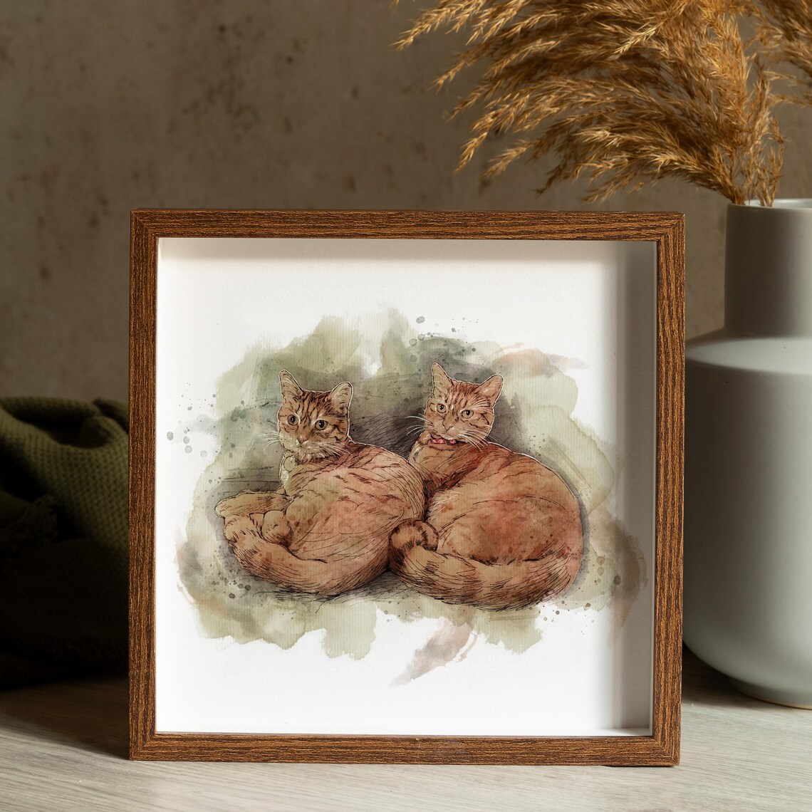 Black Cat Red Rose Watercolor Portrait Elegant Feline Art Print - Image 4