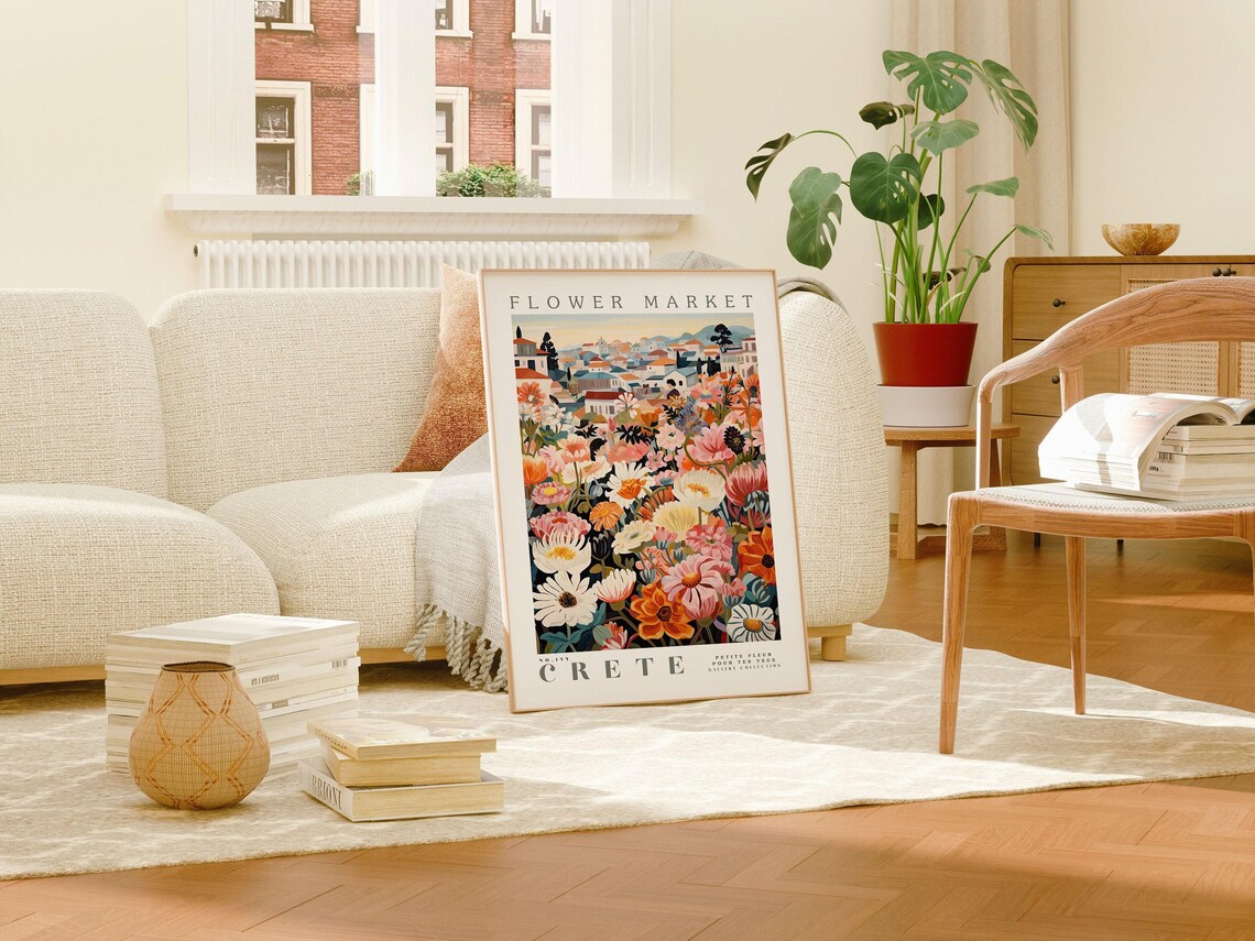 Crete Flower Market, Greek Island Floral Illustration - Image 2