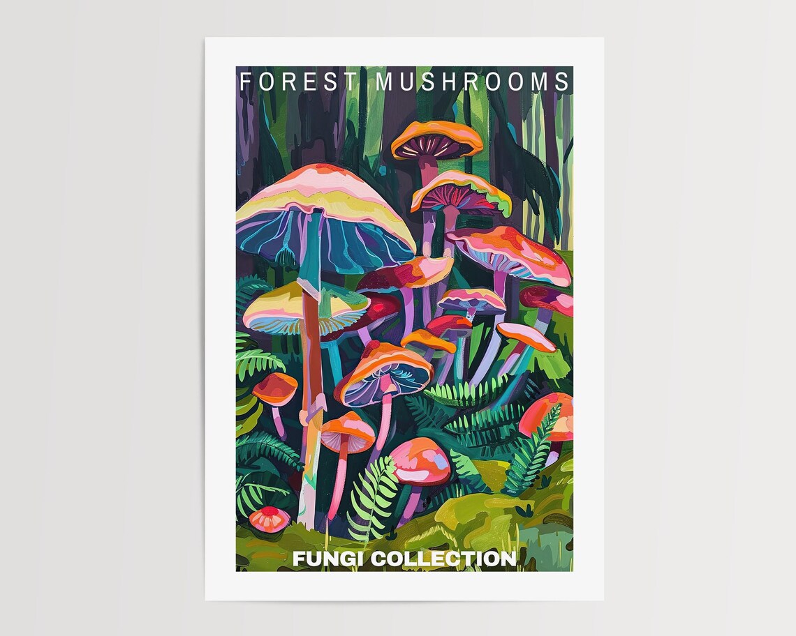 Vintage Mushroom Illustrations, Botanical Art Print