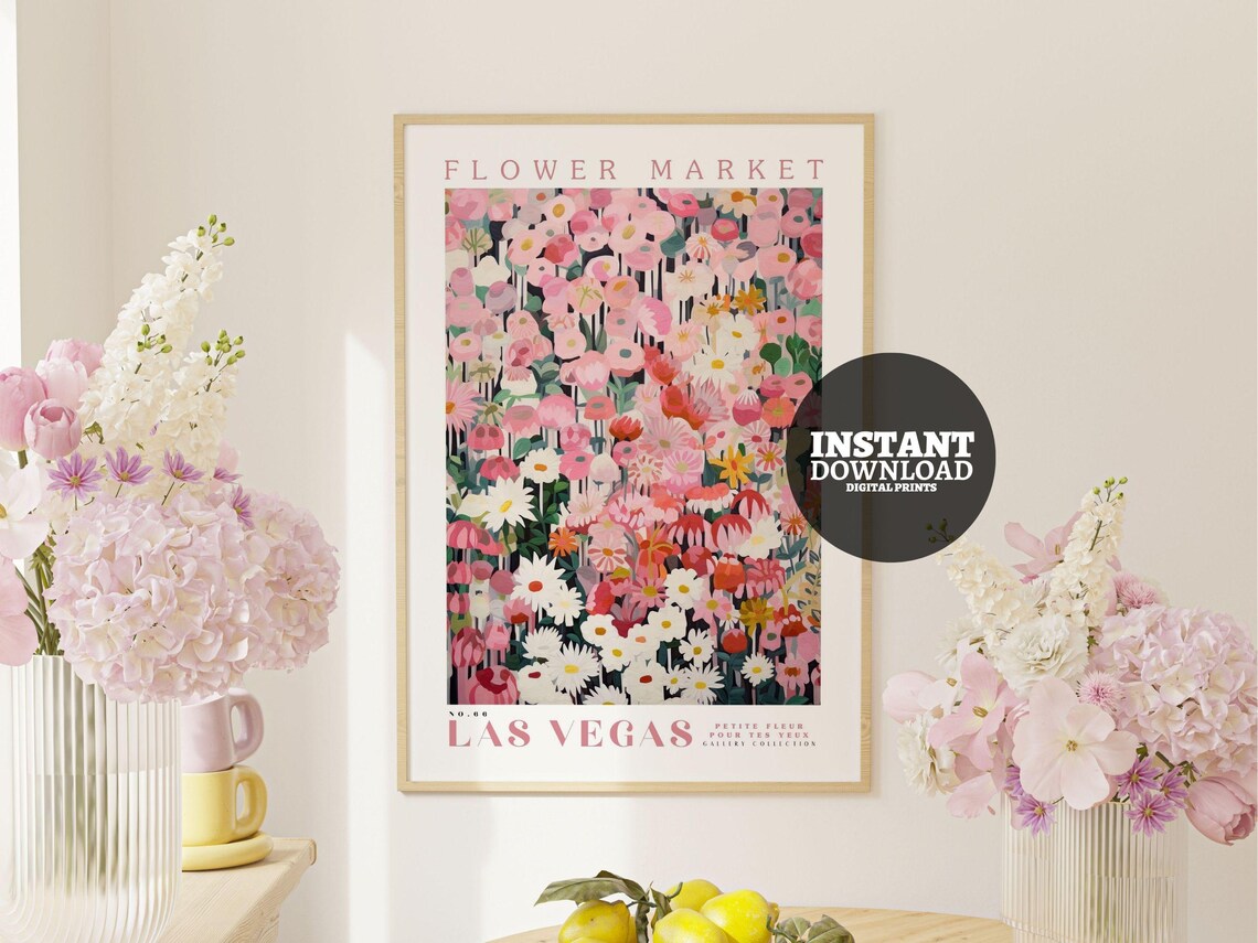 Flower Market Las Vegas Botanical Art Print