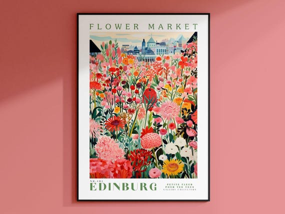 Edinburgh Flower Market, Scotland Travel Poster