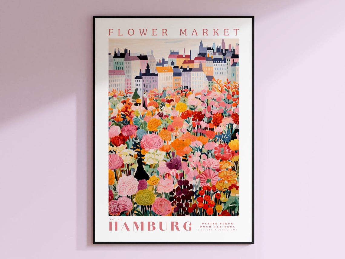 Flower Market Hamburg, Germany Travel Art Print
