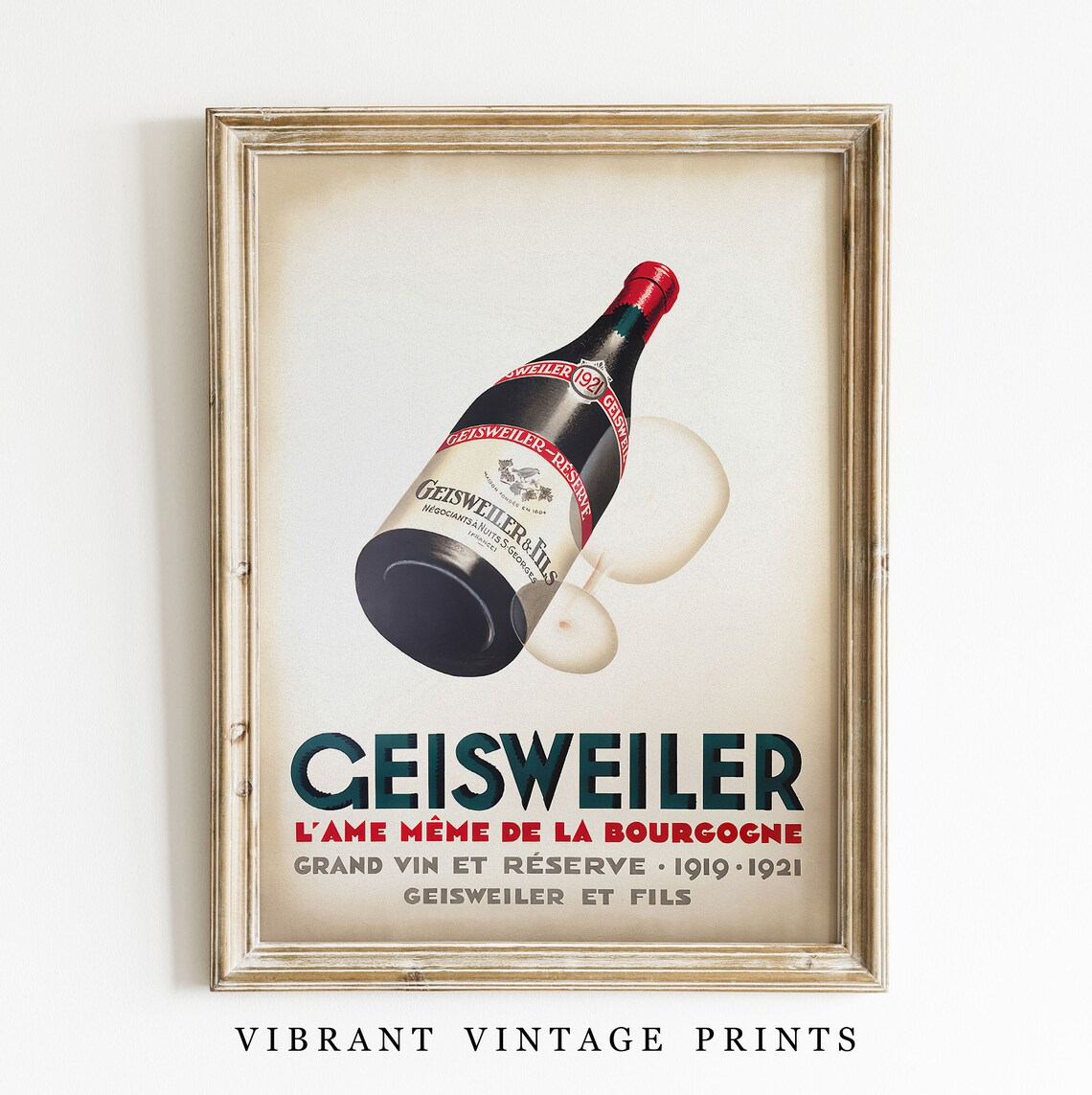 Geisweiler Burgundy Wine Bottle Vintage French Advertising Poster