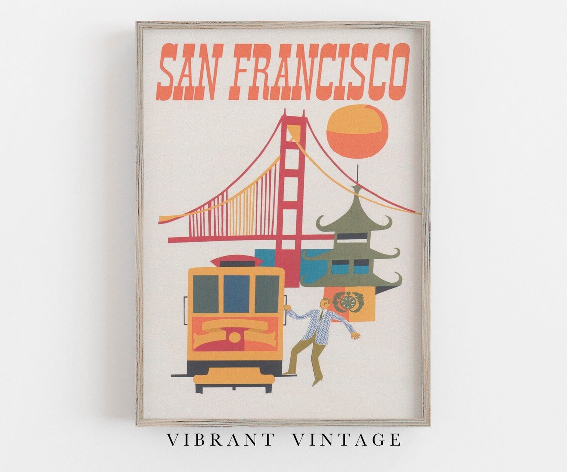San Francisco California Vintage Travel Poster