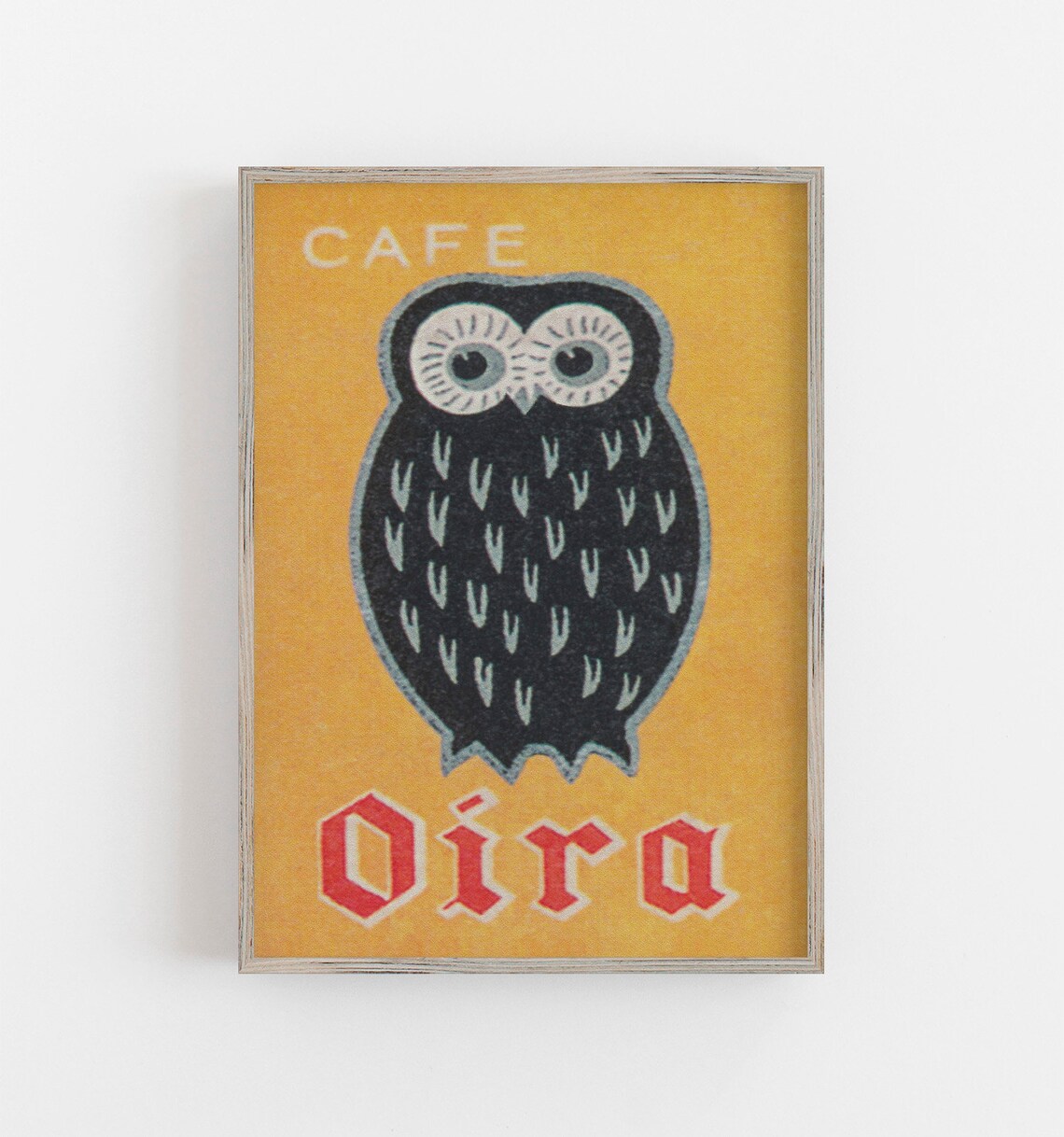 Owl Wall Art, Vintage Japanese Matchbox Label