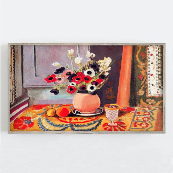 Matisse-Inspired Anemones and Flowers Art Print