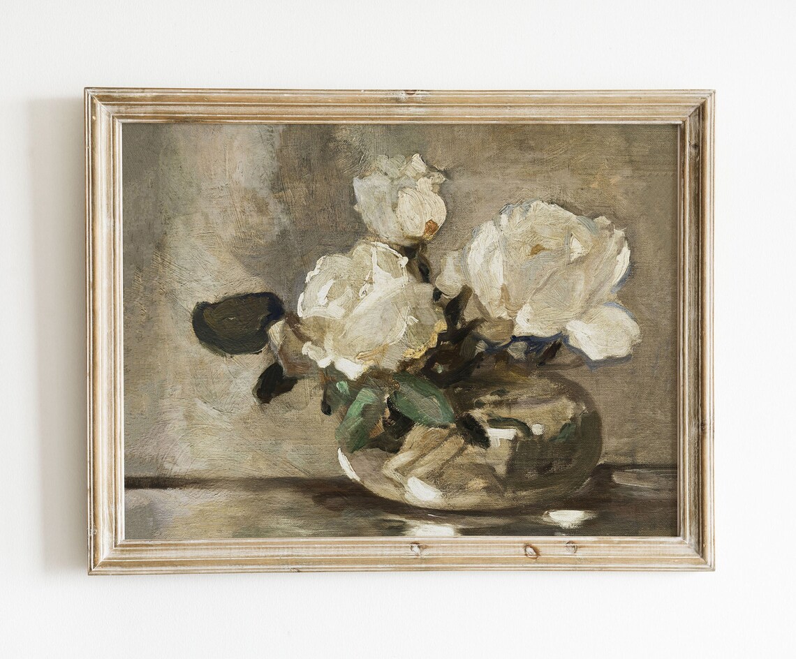 White Flower Blooms Vintage Botanical Art Print