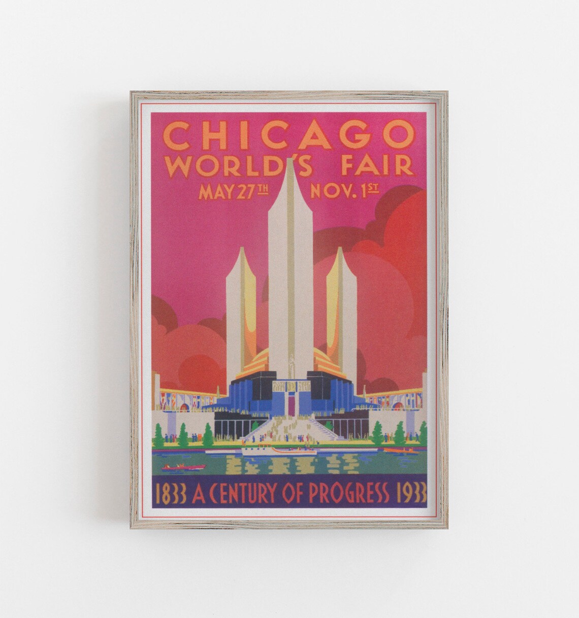 Chicago 1933 World's Fair Art Deco Travel Poster