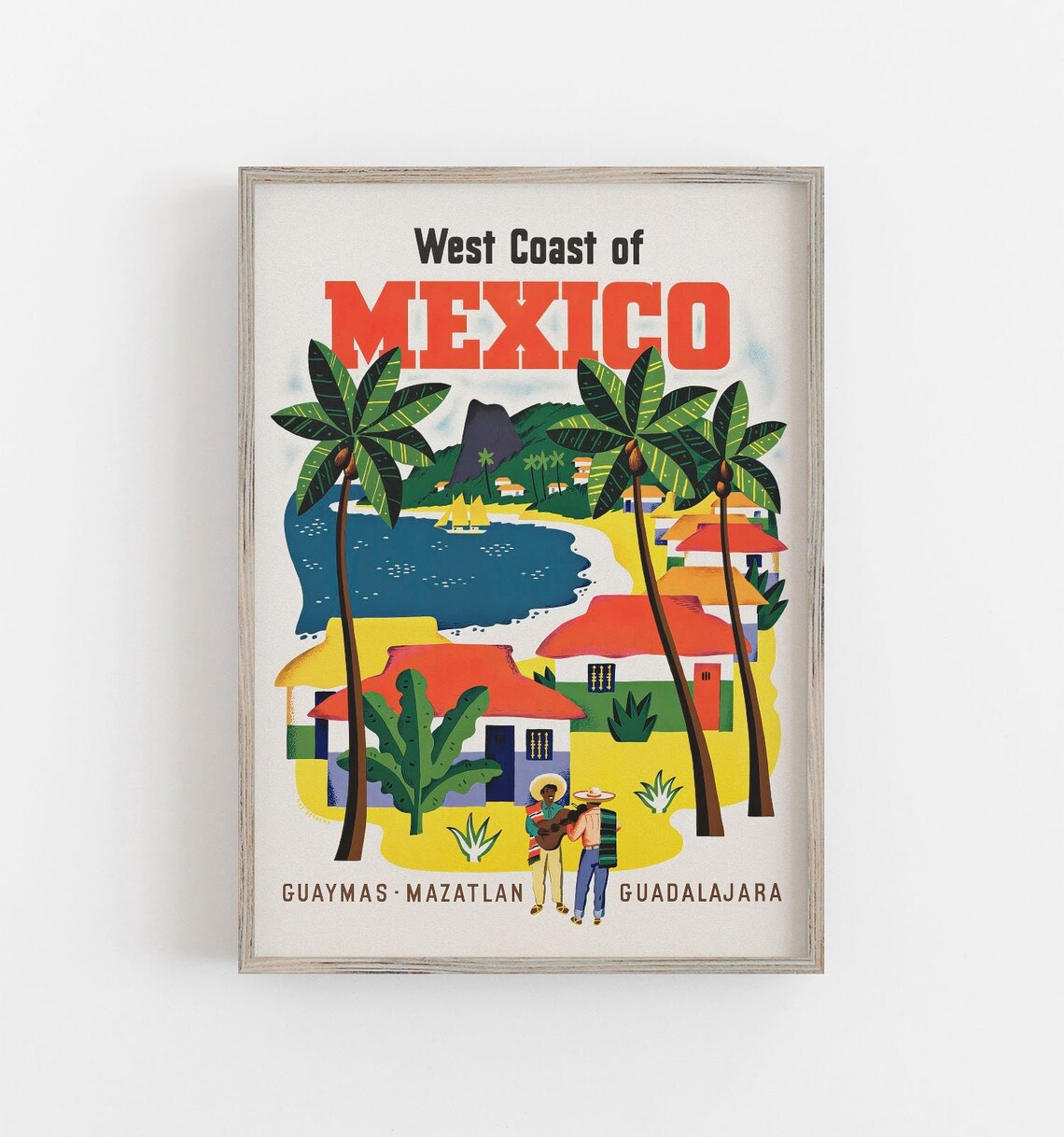 Mexico Vintage Travel Poster, West Coast of Mexico